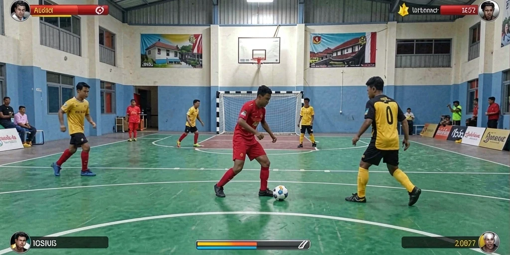 Screenshot menunjukkan tampilan utama dengan desain yang menarik.